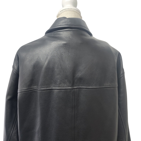 Max USA Womens Y2K Black Faux Fur Lined Genuine Leather Full Length Jacket Sz M‎ - Picture 5 of 15